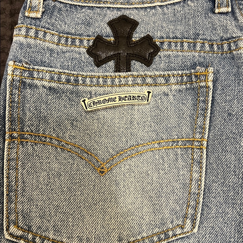 Chrome Hearts Blue Denim with Black Cross Patch